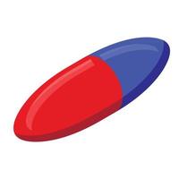 Red blue capsule icon, isometric style vector