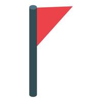 Red soccer corner flag icon, isometric style vector