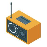 Retro radio icon, isometric style vector