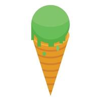 Kiwi ice cream icon, isometric style vector