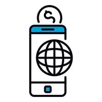 Web smartphone money icon, outline style vector
