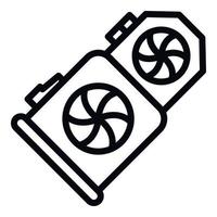 Double mining video card icon, outline style vector