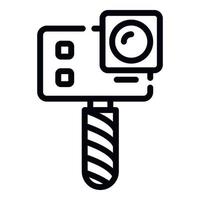 Action camera on monopod icon, outline style vector