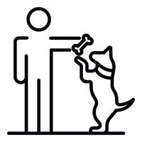 Man give bone to dog icon, outline style vector