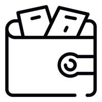 Full money wallet icon, outline style vector