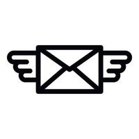 Wings mail icon, outline style vector