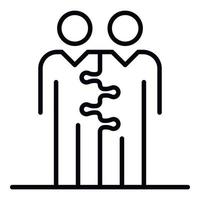 Two human figures in one icon, outline style vector