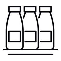 icono de tres botellas de leche, estilo de contorno vector