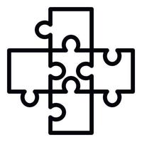 Cross puzzle icon, outline style vector