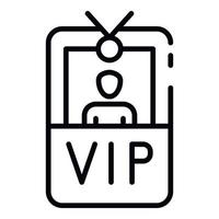 VIP badge with photo icon, outline style vector