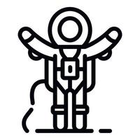 Astronaut hands up icon, outline style vector