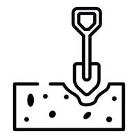 Shovel digging soil icon, outline style vector