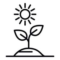 icono de planta en el sol, estilo de esquema vector