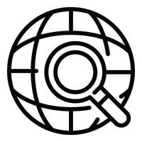 Globe and magnifier icon, outline style vector