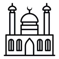 mezquita con icono de dos minaretes, estilo de esquema vector