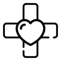 Heart cross icon, outline style vector