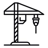 Construction drill crane icon, outline style vector