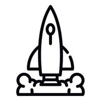 Rocket on takeoff icon, outline style vector