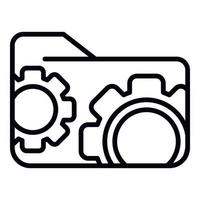 Gear folder icon, outline style vector