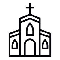 icono de la iglesia del pueblo, estilo de contorno vector