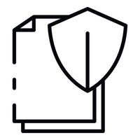 Protected shield document icon, outline style vector