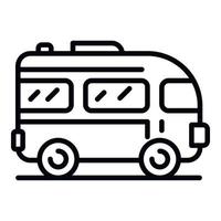 icono de autobús de excursión, estilo de esquema vector