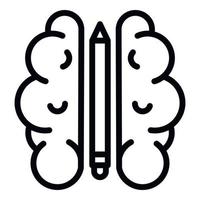 Idea pen brain icon, outline style vector