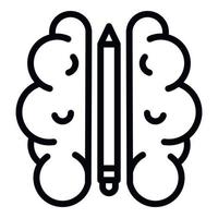 Idea pen brain icon, outline style vector