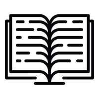 Open book icon, outline style vector