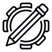 Pencil gear system icon, outline style vector