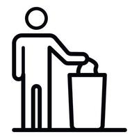 Man throws garbage into cart icon, outline style vector