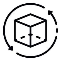 Cube vr icon, outline style vector