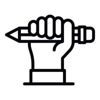 Pencil in hand icon, outline style vector