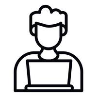 Man online education icon, outline style vector