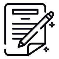 Pen writing paper icon, outline style vector