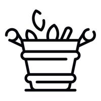 Spa flower pot icon, outline style vector