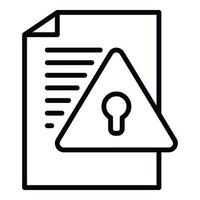 Locked file icon, outline style vector