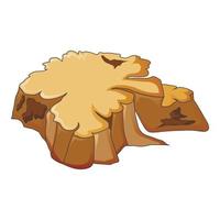 Very old tree stump icon, cartoon style vector