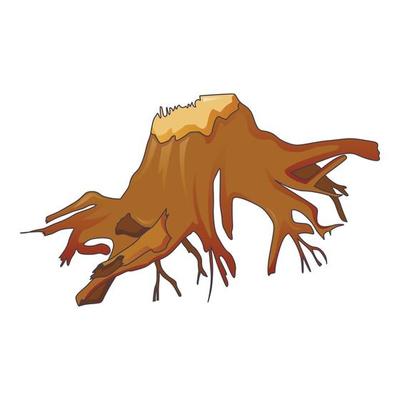 Ground tree stump icon, cartoon style