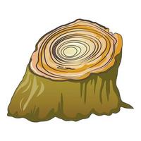 Cutted tree stump icon, cartoon style vector