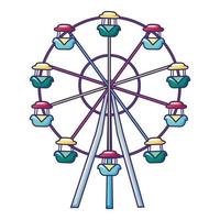 Ferris wheel icon, cartoon style vector