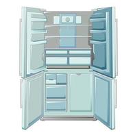 Large open refrigerator icon, cartoon style vector