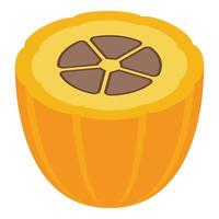Half cocoa fruit icon, isometric style vector