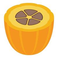 Half cocoa fruit icon, isometric style vector