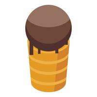 Chocolate ice cream icon, isometric style vector