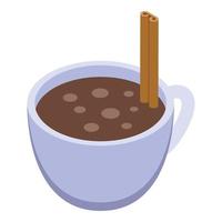 Hot cocoa cup icon, isometric style vector