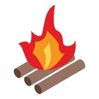 Small campfire icon, isometric style vector