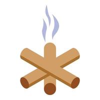 Burned campfire icon, isometric style vector