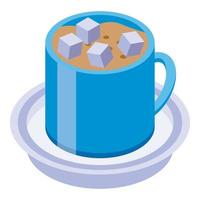 Cocoa mug icon, isometric style vector