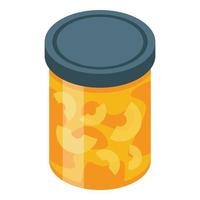 Peach jam jar icon, isometric style vector